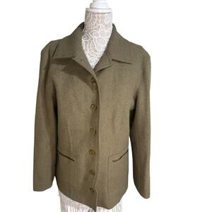 Talbots Olive Green Alpaca & Wool Blend Button-Up Blazer • Women’s XL • EUC